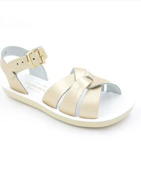 NWT/NIB Salt Water Sun-San Swimmer Gold Leather Sandals Toddler 10/EU 26-27